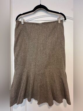 Ann Taylor Taupe Flared-Hem A-Line Skirt